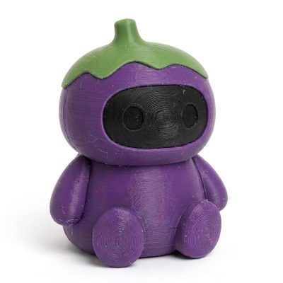 Eggplant Robot Collectible Figurine - Unique Desk Decor for Adults – 3D Printed in Canada