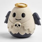 Haunted Angel Eggling Collectible Figurine - Charming Egg-Shaped Design with Skull and Wings for Unique Desk Decor, Gothic Home Accent, or Gift Idea - 3D Printed in Canada