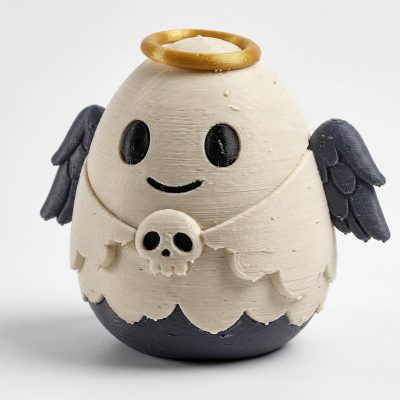 Haunted Angel Eggling Collectible Figurine - Charming Egg-Shaped Design with Skull and Wings for Unique Desk Decor, Gothic Home Accent, or Gift Idea - 3D Printed in Canada