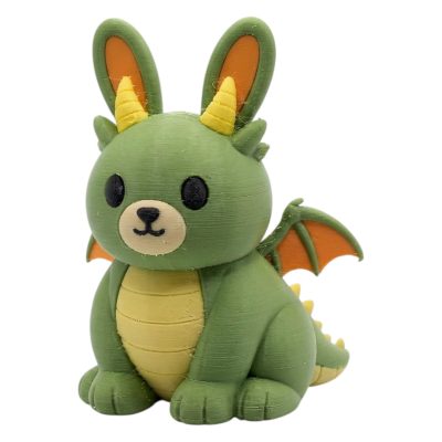 Charming Horned Dragon Bunny with Yellow Horns and Orange Bat Wings 3D Printed Collectible Figurine | Fantasy Creature Rabbit Decor - 3D Printed in Canada
