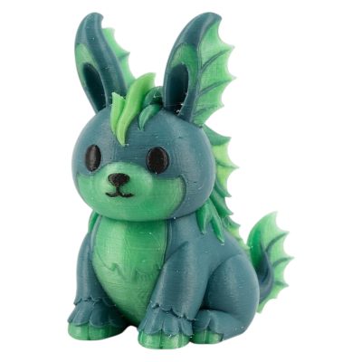 Kelpie Bunny with Teal Seaweed Mane and Leafy Fins 3D Printed Collectible Figurine | Mythical Water Spirit Rabbit Decor - 3D Printed in Canada