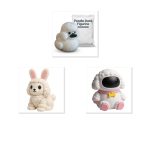 Poodle Collectible Figurine Bundle of 3 - Poodle Duck, Bunny, Robot - Quirky & Unique Adult Desk Decor - 3D Printed in Canada