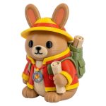 Cartographer Bunny with Explorer Hat Compass and Scroll Map 3D Printed Collectible Figurine | Adventure Navigator Rabbit Decor - 3D Printed in Canada