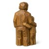 Figurine Père et fils sculptée façon bois