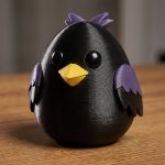 Black Raven Eggling Collectible Figurine - Unique Shelf Decor for Adults – 3D Printed in Canada