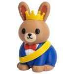Prom King Bunny Figurine with Crown and Blue Tuxedo - Royal Rabbit Collectible Desk Decor for Adults - 3D Printed in Canada