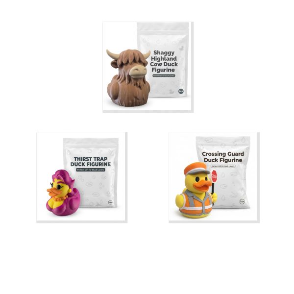 Ensemble de figurines de canards vache des Highlands et séducteur