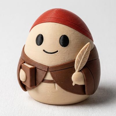 Medieval Scribe Eggling Collectible Figurine - Unique Desk Decor for Adults – 3D Printed in Canada