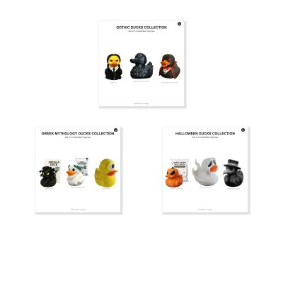Duck Variety Collectible Figurine Bundle of 3 - Morbid Goth, Medusa, Jack-O'-Lantern - Unique & Thematic Adult Desk Decor - 3D Printed in Canada