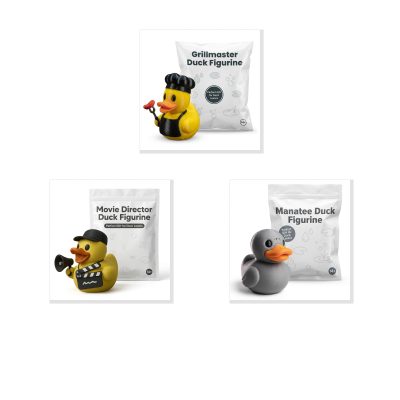 Duck Variety Collectible Figurine Bundle of 3 - Grillmaster, Movie Director, Manatee - Fun & Themed Adult Desk Decor - 3D Printed in Canada