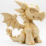 Wood-Carved Dragon Collectible #1 in White Oak Finish - 3D Printed in Canada (White Oak)