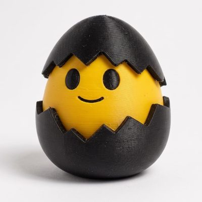 Inverted Egg Eggling Collectible Figurine - Striking Black and Yellow Desk Decor Accent for Adults - Unique Gift for Home or Office Display - 3D Printed in Canada