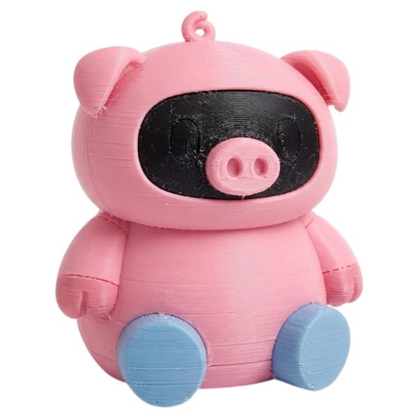 Figurine robot cochon rose