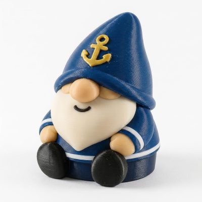 Navy Gnome Collectible Figurine - Charming Bearded Gnome with Anchor Detail and Blue Attire - Unique Desk Accent for Nautical-Themed Home or Office Decor - 3D Printed in Canada