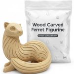Wood Carved Ferret Figurine in White Oak Finish - 3D Printed in Canada (White Oak)