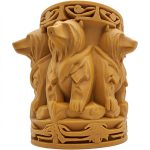 Wood-Carved-Style Bear Vase or Pen Holder in Ochre Yellow Finish - 3D Printed in Canada (Ochre Yellow)