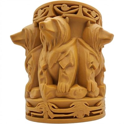 Wood-Carved-Style Bear Vase or Pen Holder in Ochre Yellow Finish - 3D Printed in Canada (Ochre Yellow)