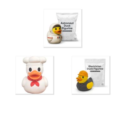 Professions Duck Collectible Figurine Bundle of 3 - Astronaut Duck, Chef Electrician - Quirky & Fun Adult Desk Decor - 3D Printed in Canada