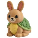 Turtle Shell Bunny with Green Shell and Yellow Chest Plate 3D Printed Collectible Figurine | Animal Mashup Rabbit Desk Decor - 3D Printed in Canada