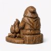Figurine sculptée bois Au coin du feu