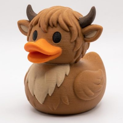 Highland Calf Duck Collectible Figurine - Unique Desk Decor for Adults – 3D Printed in Canada
