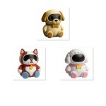 Dog Breeds Robot Collectible Figurine Bundle of 3 - Golden Retriever, Bulldog, Poodle - Unique & Adorable Adult Desk Decor - 3D Printed in Canada