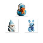 Arctic Collection Collectible Figurine Bundle of 3 - Arctic Duck, Gnome, Bunny - Winter-Themed Adult Desk Decor - 3D Printed in Canada