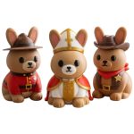 Bunny Variety Collectible Figurine Bundle of 3 - Pope Bishop Bunny, Canadian Mountie Cowboy Sheriff - Whimsical & Unique Adult Desk Decor - 3D Printed in Canada