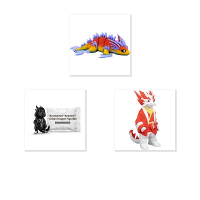 Dragon Variety Collectible Figurine Bundle of 3 - Gaiarex, Antoine, Hiro - Fantasy & Urban Aesthetic Adult Desk Decor - 3D Printed in Canada