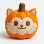 Persian Cat Pumpkin Collectible Figurine - Unique Desk Decor for Adults – 3D Printed in Canada