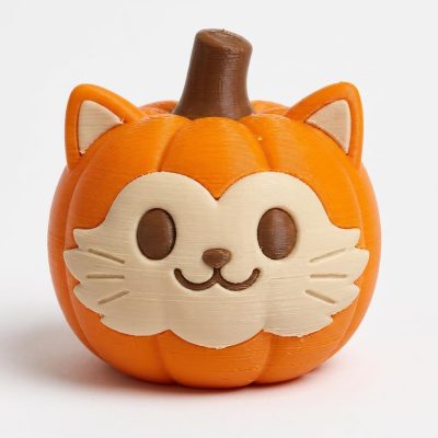 Persian Cat Pumpkin Collectible Figurine - Unique Desk Decor for Adults – 3D Printed in Canada