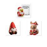 Santa Claus Collectible Figurine Bundle of 3 - Duck, Gnome, Bunny - Festive & Charming Adult Desk Decor - 3D Printed in Canada