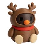 Christmas Reindeer Robot Collectible Figurine with Antlers and Red Scarf - Holiday Desk Decor for Adults - 3D Printed in Canada