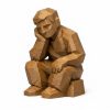 Figurine personnage contemplatif sculpté bois