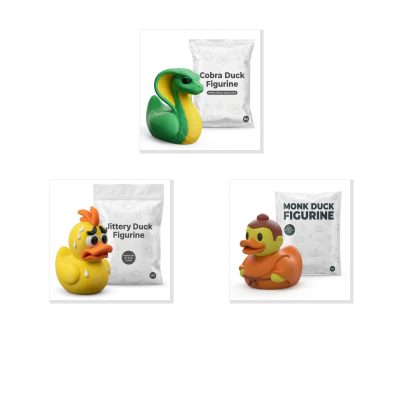 Duck Variety Collectible Figurine Bundle of 3 - Cobra, Jittery, Monk - Unique & Humorous Adult Desk Decor - 3D Printed in Canada