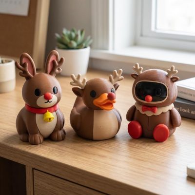 Ensemble de figurines de collection renne Rudolph — 3D Printed Ducks by 3DCentral