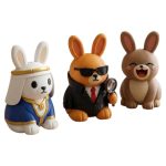 Bunny Variety Collectible Figurine Bundle of 3 - Sheik Bunny, Suspicious Laughing - Whimsical & Unique Adult Desk Decor - 3D Printed in Canada