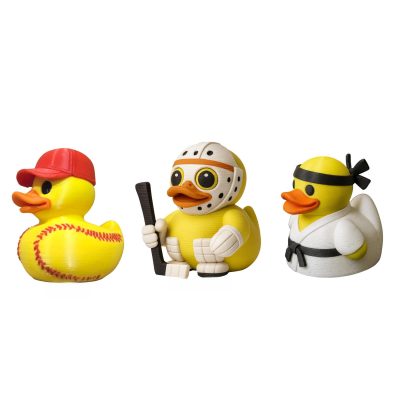 Sports Ducks Collectible Figurine Bundle of 3 - Softball, Hockey Goalie, Karate - Sports-Themed & Cute Adult Desk Decor - 3D Printed in Canada