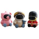 Robot Variety Collectible Figurine Bundle of 3 - Cute Pink Pig Robot, Greek Philosopher London Guard - Whimsical & Unique Adult Desk Decor - 3D Printed in Canada