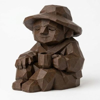 Wood Carved-Like Slow Living Figurine in Black Walnut Finish - 3D Printed in Canada (Black Walnut)
