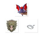 Dragon Variety 3-Pack Collectible Figurine Bundle of 3 - Bat Dragon, Green Head, Silver - Fantasy & Gothic Adult Desk Decor - 3D Printed in Canada