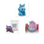 Crystal Collection Collectible Figurine Bundle of 3 - Crystal Bunny, Articulated Dragon, Dragon Eggling - Unique & Fantasy Adult Desk Decor - 3D Printed in Canada