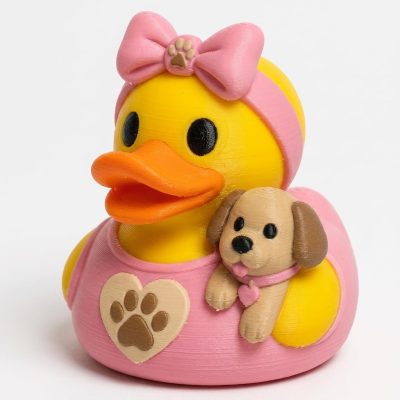 Dog Mom Duck Collectible Figurine - Unique Desk Decor for Dog Lovers – 3D Printed in Canada