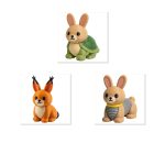 Bunny Variety Collectible Figurine Bundle of 3 - Turtle Shell Bunny, Caracal Wild Cat Slinky Spring Coil - Quirky & Unique Adult Desk Decor - 3D Printed in Canada