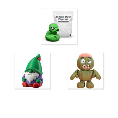 Zombie Collectible Figurine Bundle of 3 - Zombie Duck, Gnome, Pumpkin - Spooky & Macabre Adult Desk Decor - 3D Printed in Canada