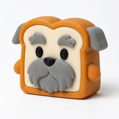 Schnauzer Toast Collectible Figurine - Unique Desk Decor for Dog Lovers – 3D Printed in Canada
