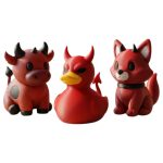 Devil Collection Collectible Figurine Bundle of 3 - Spooky Devil Duck, Cow, Fox - Gothic & Spooky Adult Desk Decor - 3D Printed in Canada