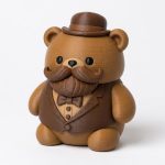 Fancy Mustache and Beard Teddy Bear Cub Collectible Figurine - Unique Desk Decor for Adults – 3D Printed in Canada