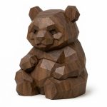 Wood Carved Panda Collectible Figurine in Black Walnut Finish - 3D Printed in Canada (Black Walnut)