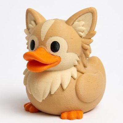 Long Hair Chihuahua Duck Collectible Figurine - Unique Desk Decor for Adults – 3D Printed in Canada